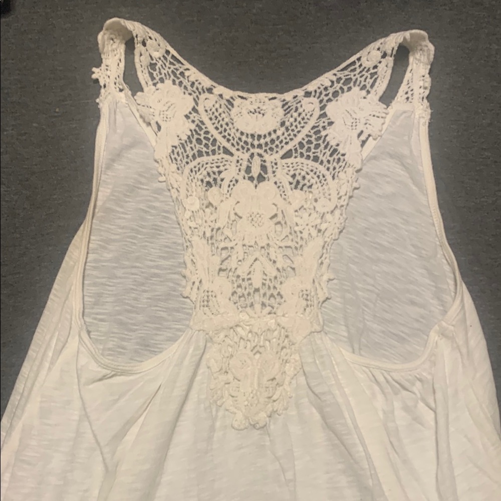 Off White Lace Back Tank Top
